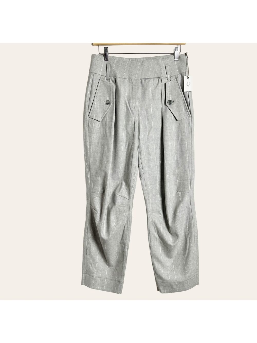 Eleventy Gray Wool Blend High Waisted Wide Leg Trouser Dress Pants Size 2 NWT